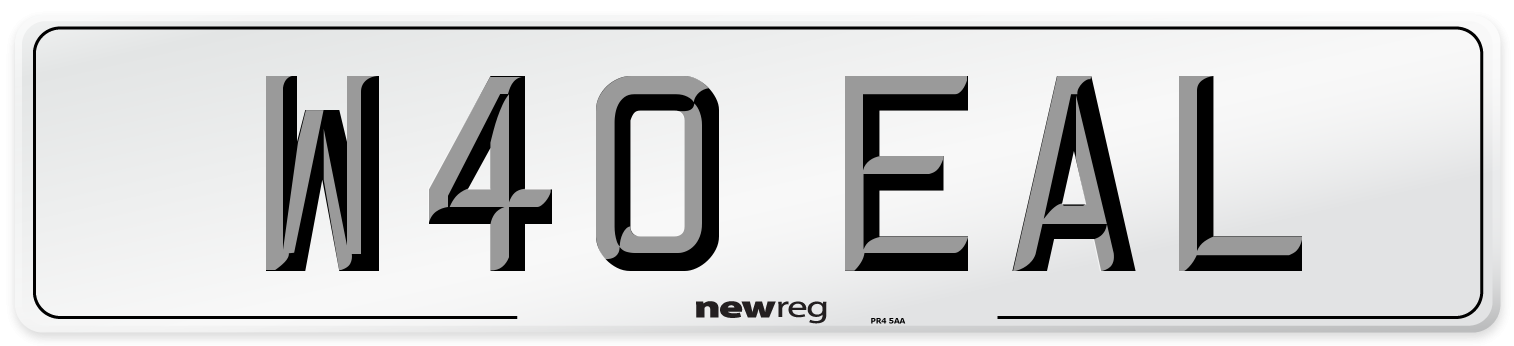 W40 EAL Number Plate from New Reg